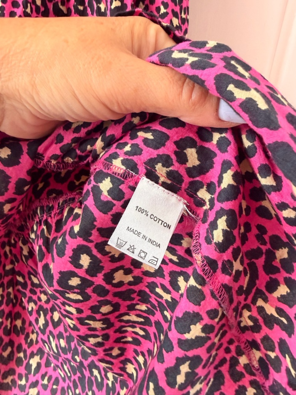 Jude Connally Pink Leopard Print Tiered Tunic Dress SzLarge - Picture 3 of 6